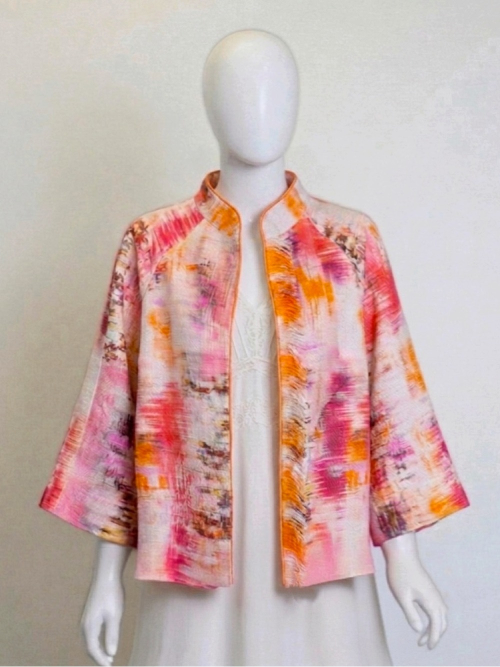 Custom Swing Coat Ikat Pink orange White Size Small